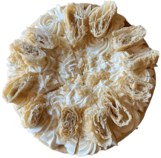 Round decorative arrangement of beige dried flowers on a white background