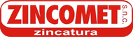 Logo ZINCOMET snc rosso e bianco con la scritta “zincatura” sottostante.