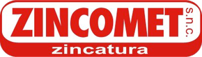 Logo ZINCOMET snc rosso e bianco con la scritta “zincatura” sottostante.