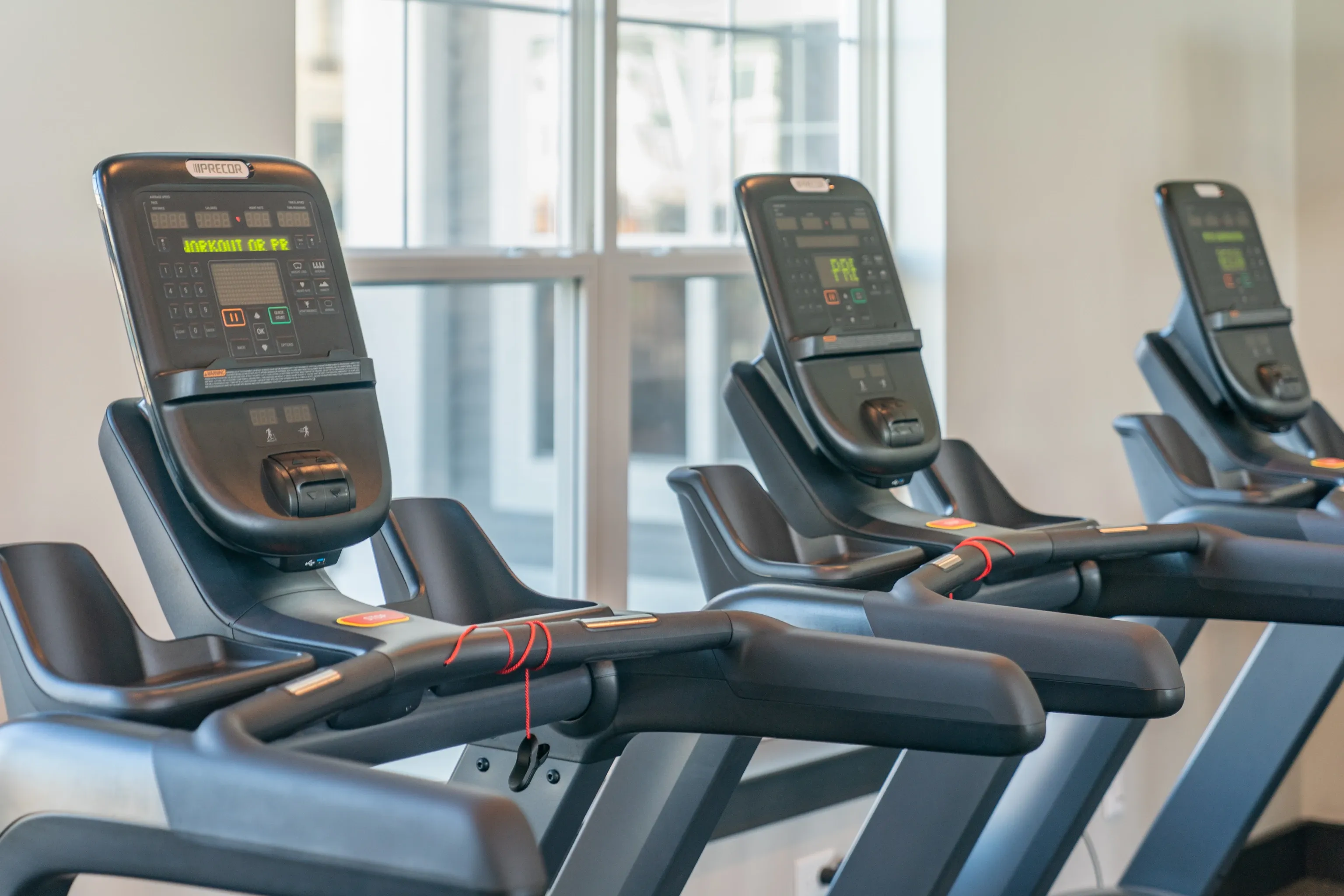 Treadmills in a fitness center.