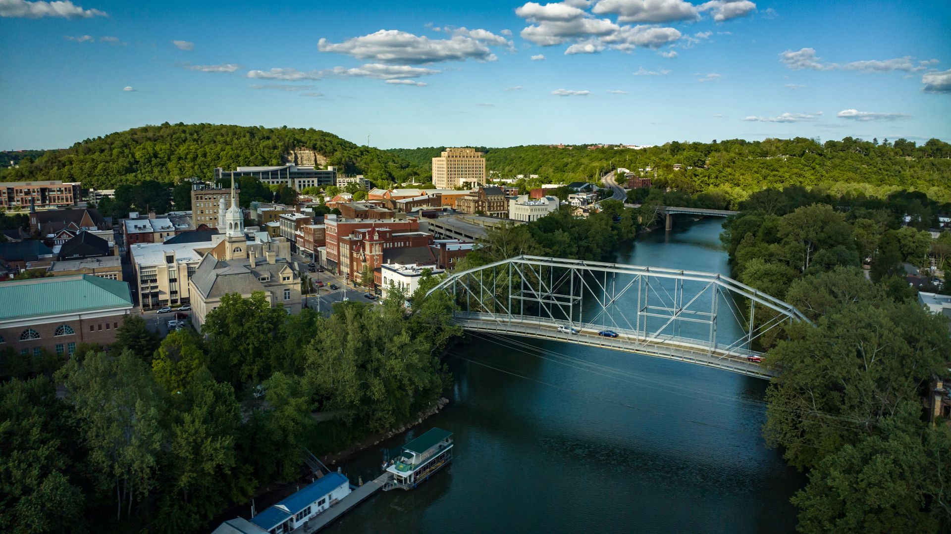 Aerial View of Frankfort, Kentucky, Along the Kentucky River 