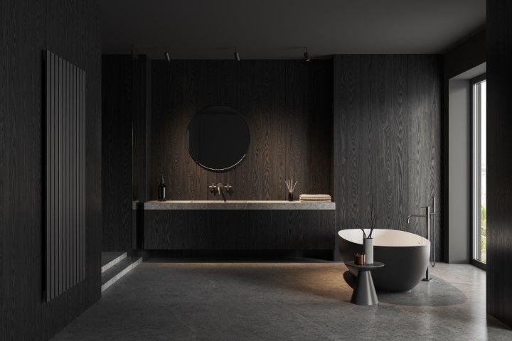 remodeled modern monochromatic bathroom