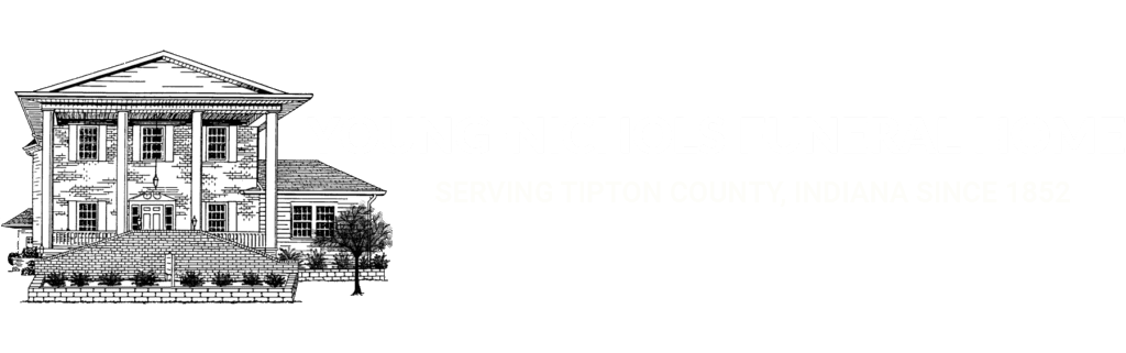 Young-Nichols Funeral Home Serving Tipton Indiana since 1852 logo with house drawing on the left