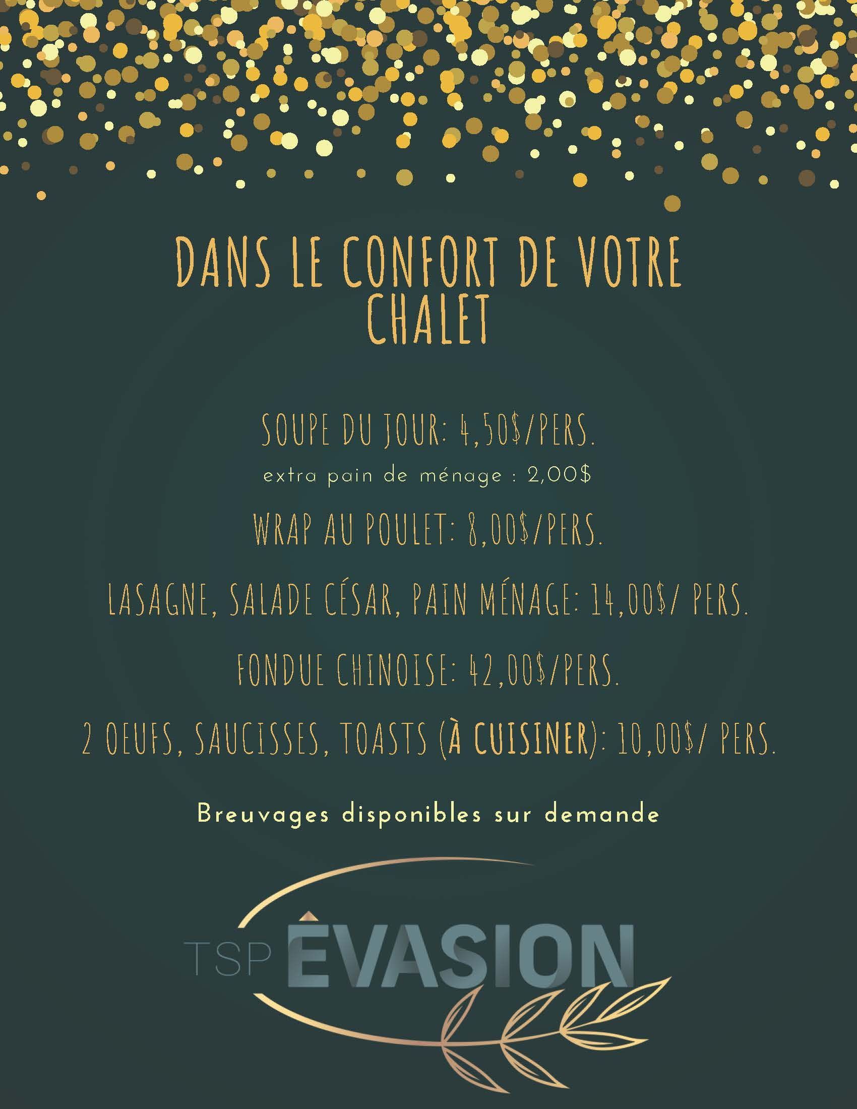 Un fond noir avec des confettis dorés et le mot évasion dessus