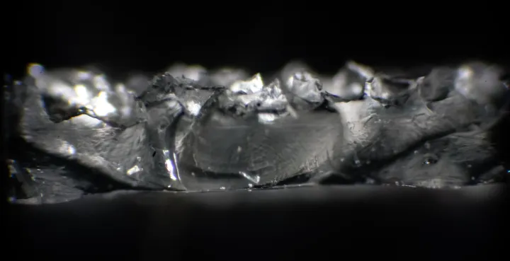 Fracture surface of silicone implant