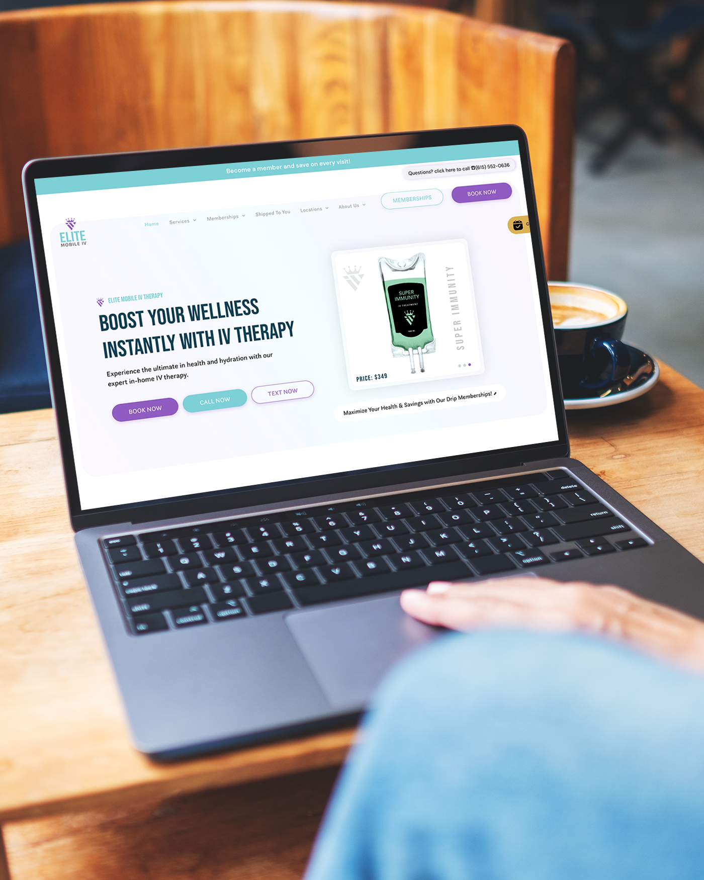A laptop and a cell phone are displaying a website for mobile iv therapy in oklahoma.
