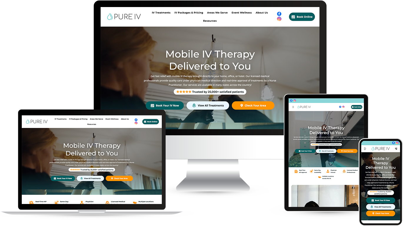 A laptop and a cell phone are displaying a website for mobile iv therapy in oklahoma.