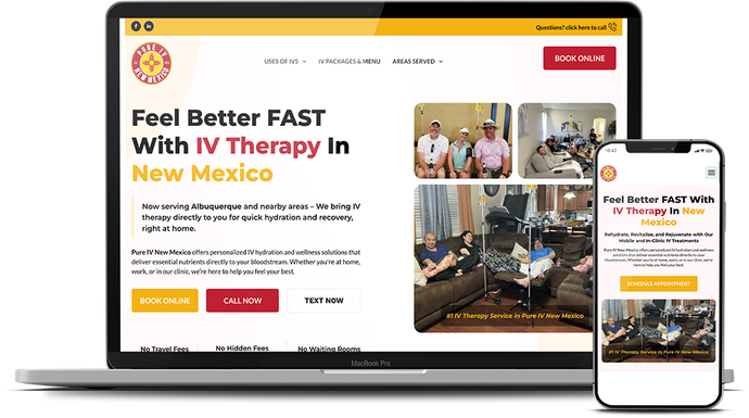Pure IV New Mexico website design mockup displayed on laptop and smartphone screens