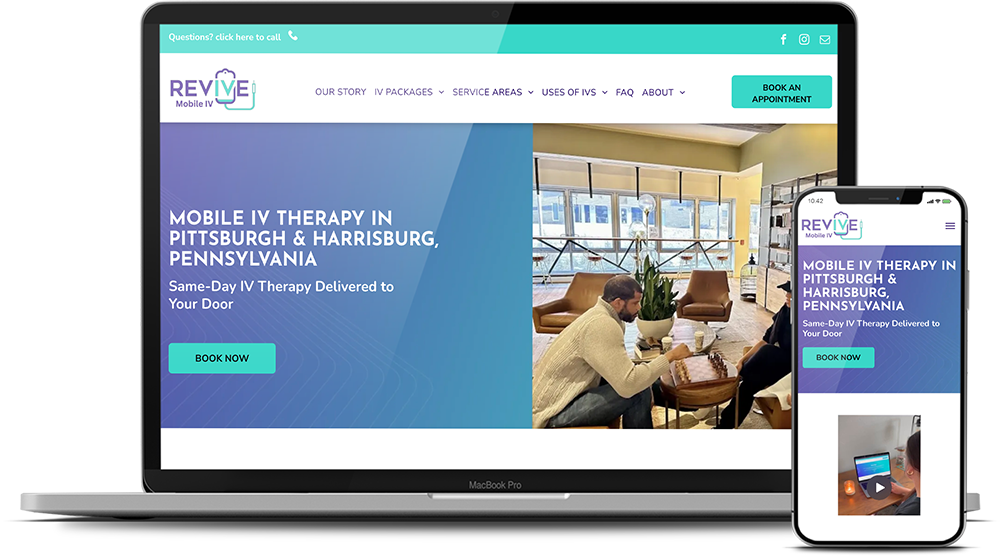 A laptop and a cell phone are displaying a website for mobile therapy in pittsburgh and harrisburg pennsylvania.