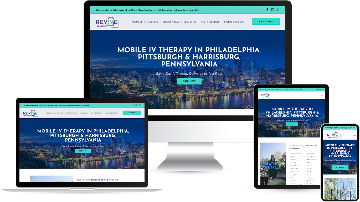 A laptop and a cell phone are displaying a website for mobile iv therapy in oklahoma.