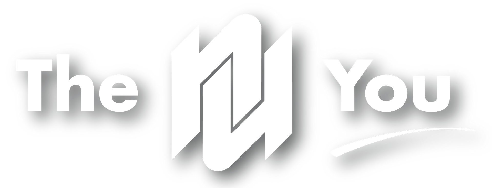 The logo for the dj you is white with a shadow on a white background.
