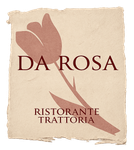 Logo del ristorante DA ROSA con un fiore rosa su sfondo beige testurizzato.