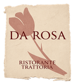 Logo del ristorante DA ROSA con un fiore rosa su sfondo beige testurizzato.