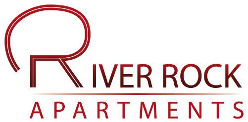 River Rock Apartments logo in red and black with stylized &ldquo;R&rdquo; and text on white background