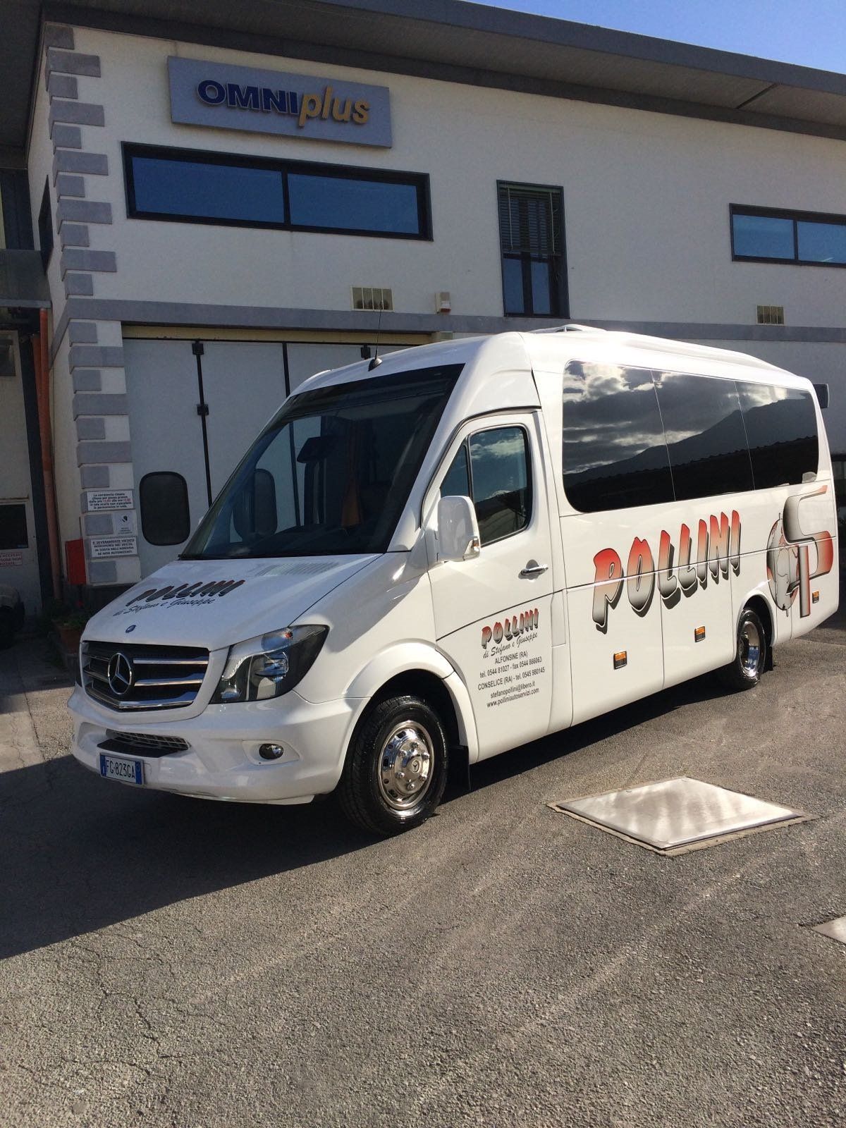 White minibus with the