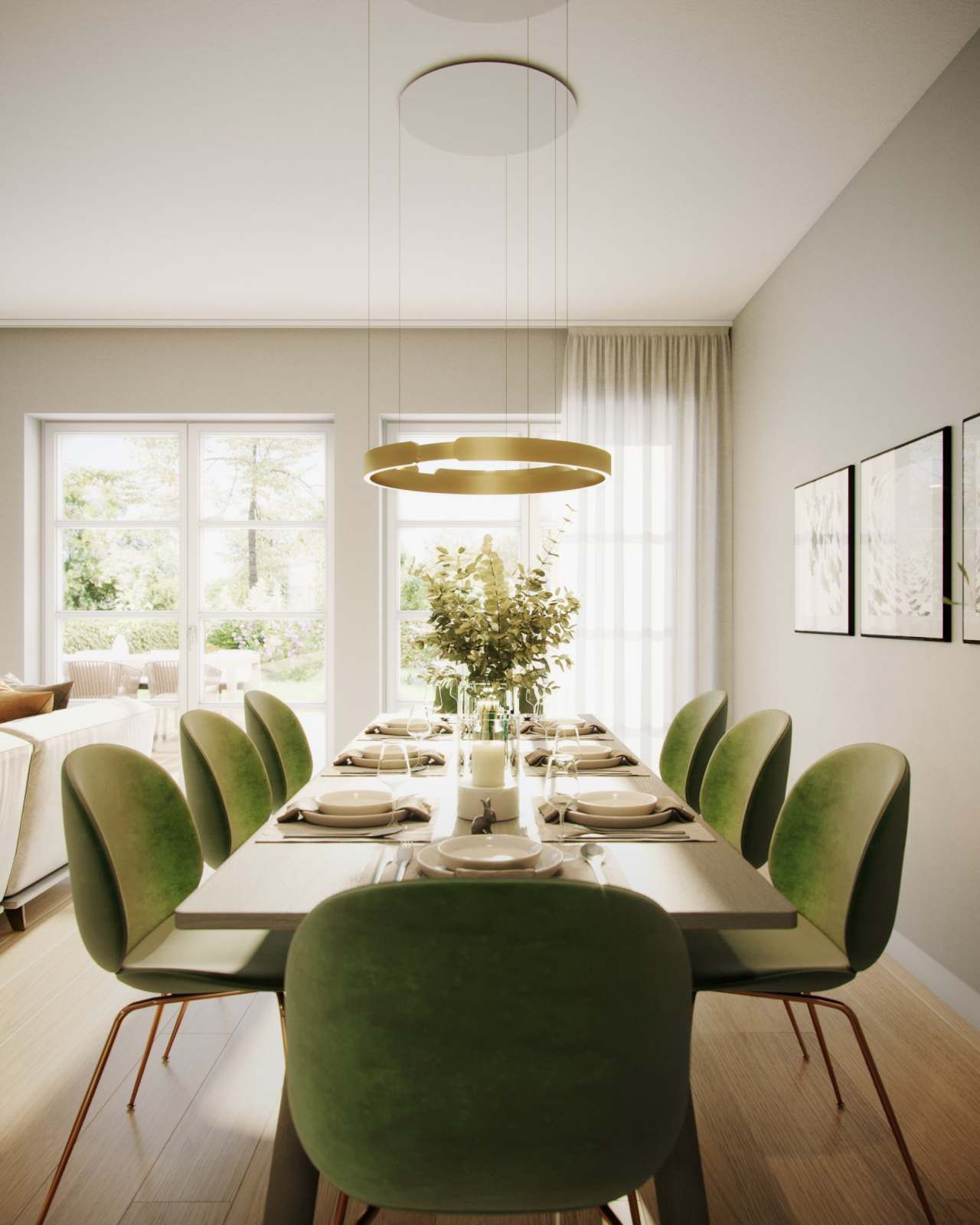 Architektur-Visualisierung von build: Esszimmers detailgetreu in 3D visualisiert.