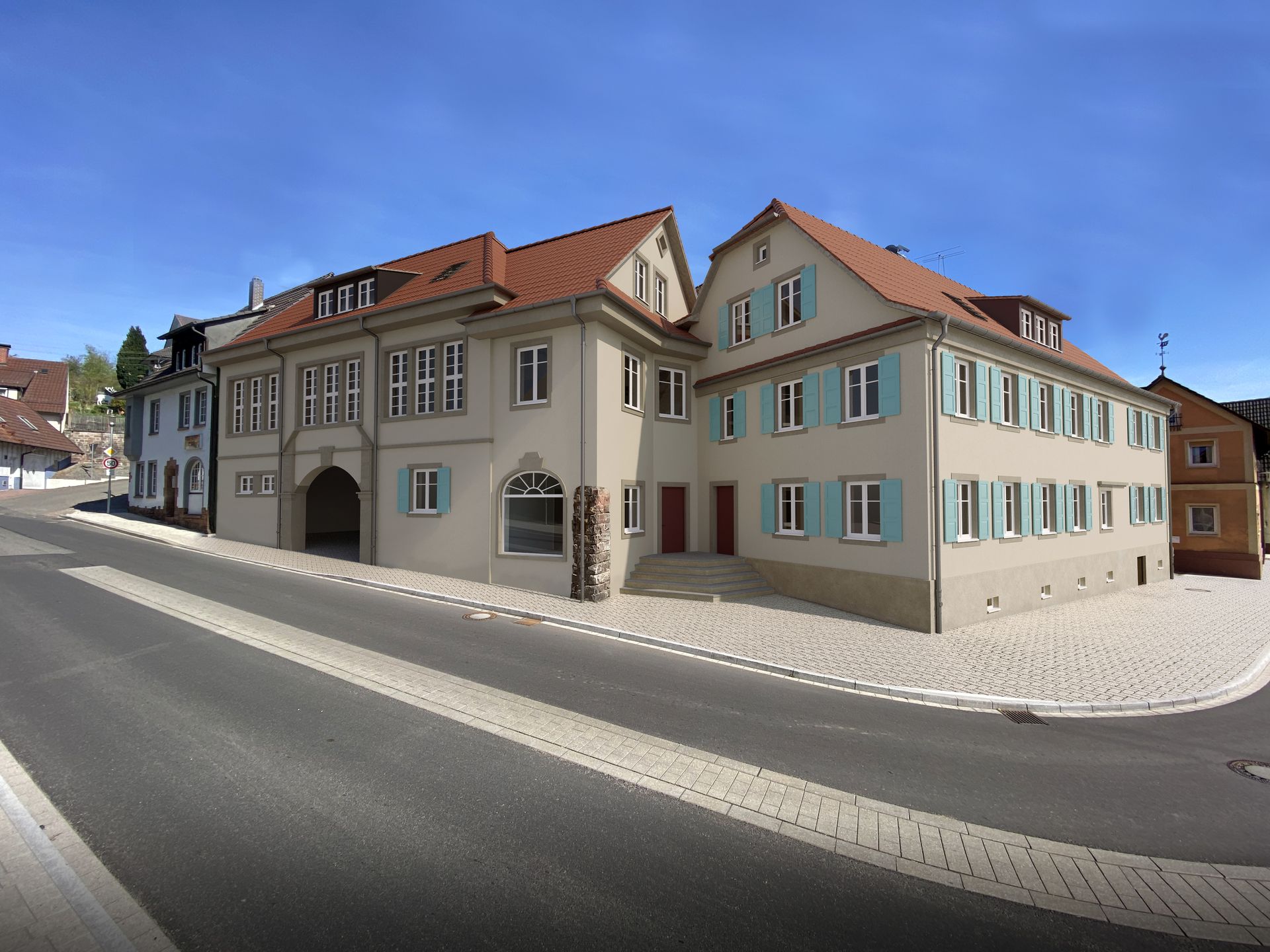 Visualisierung Bestandsgebäude nach der Sanierung.