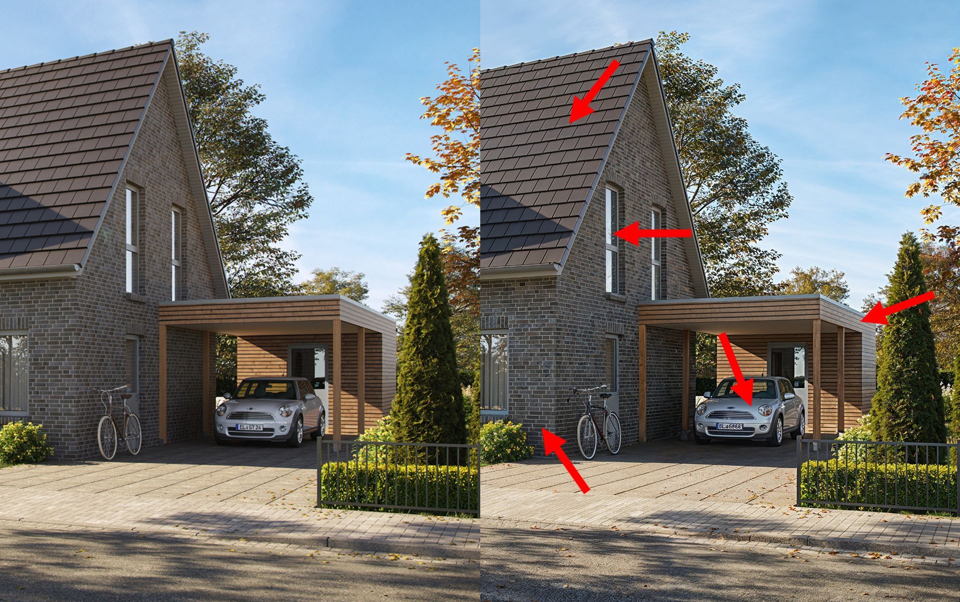 3D Visualisierung im Vergleich mit einer per KI überarbeiteten 3D Visualisierung