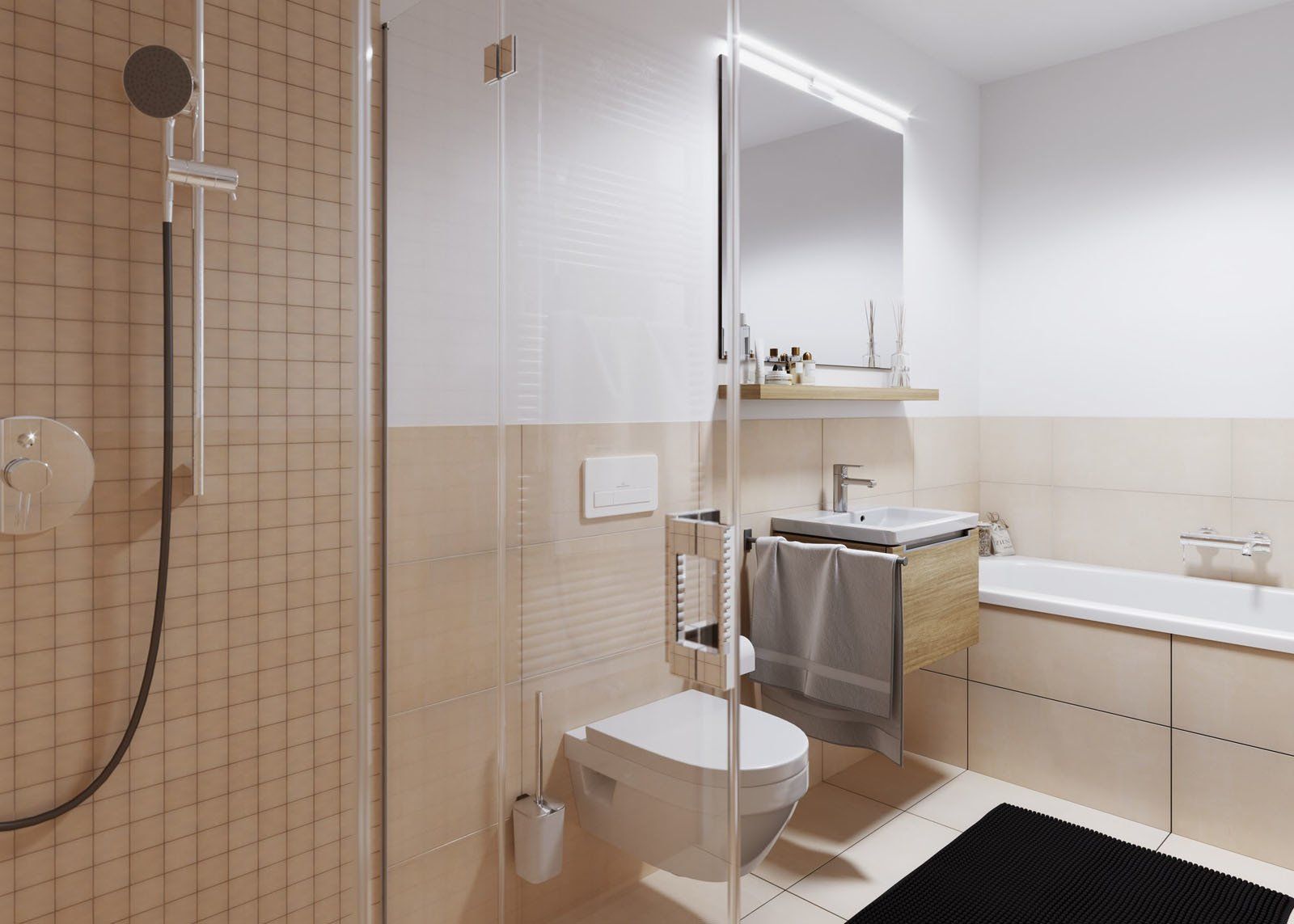 High End Innenarchitektur: Badezimmer visualisiert.