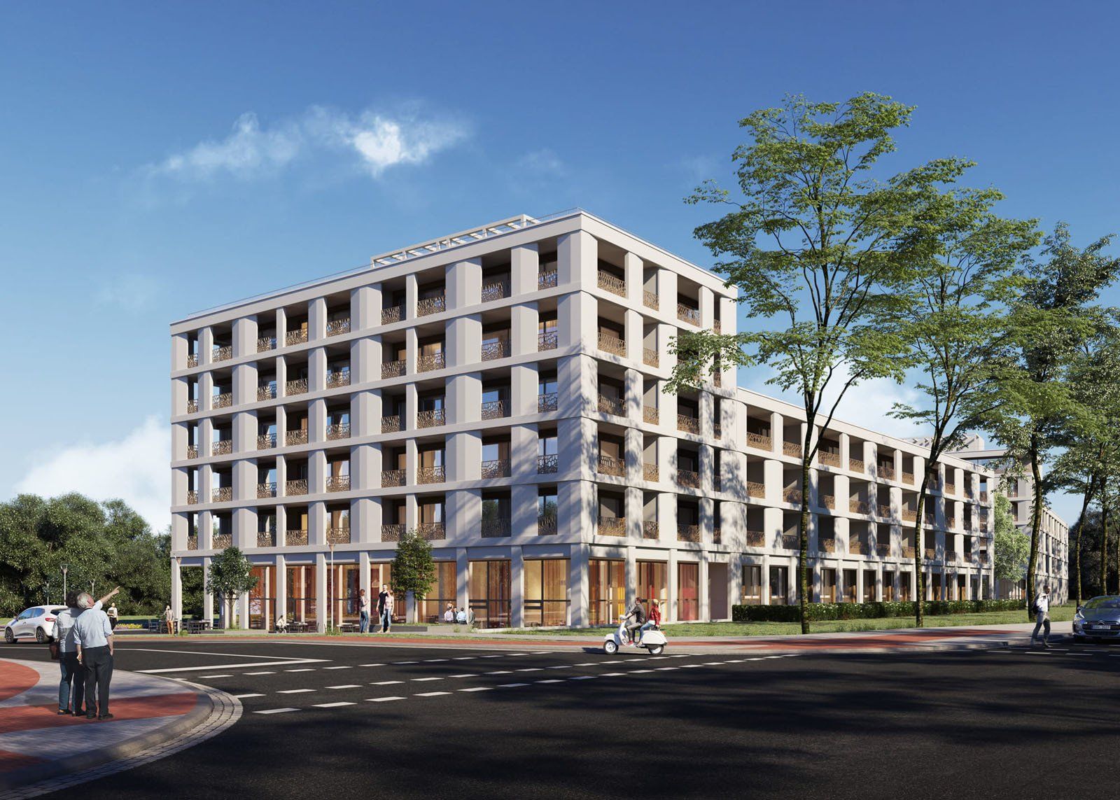 3D Immobilien von build visualisiert. High End Architekturvisualisierung eines Mehrfamilienhaus in der Otto-Hahn-Straße, Regensburg.