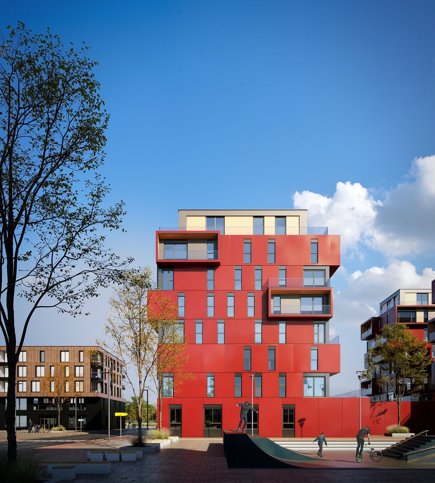 Architektur Visualisierung von build: 3D Immobilie eines Wohnquartiers.