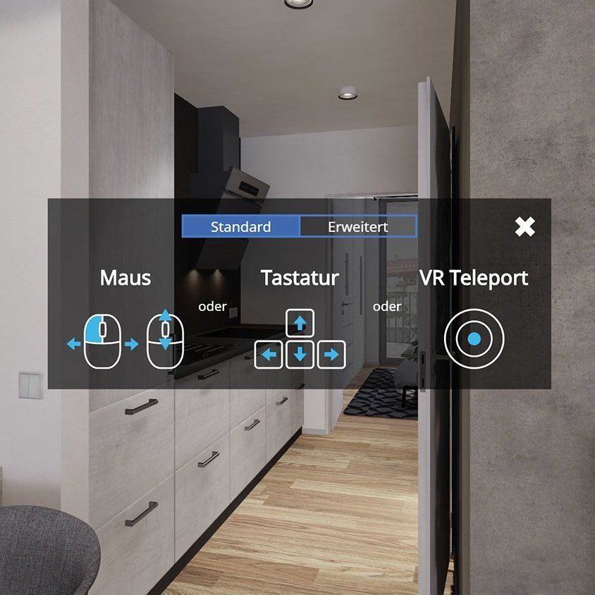 Navigieren Sie durch den virtuellen Rundgang mit den Maustasten oder Tastatur.
