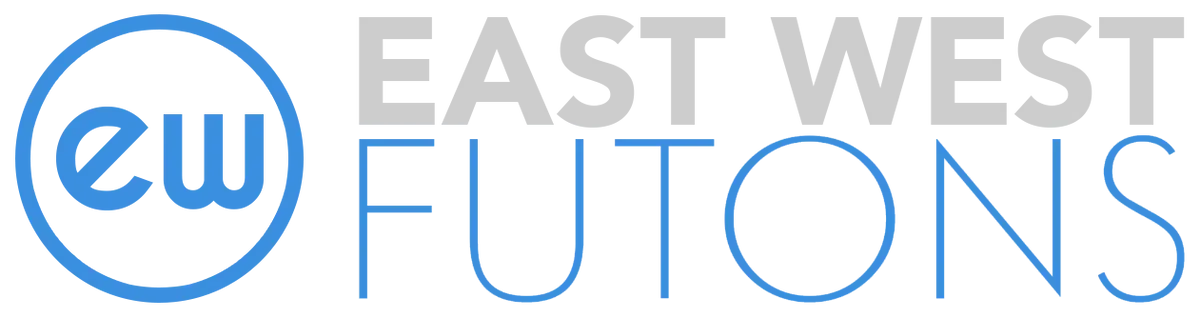 blue and white logo East West Futons