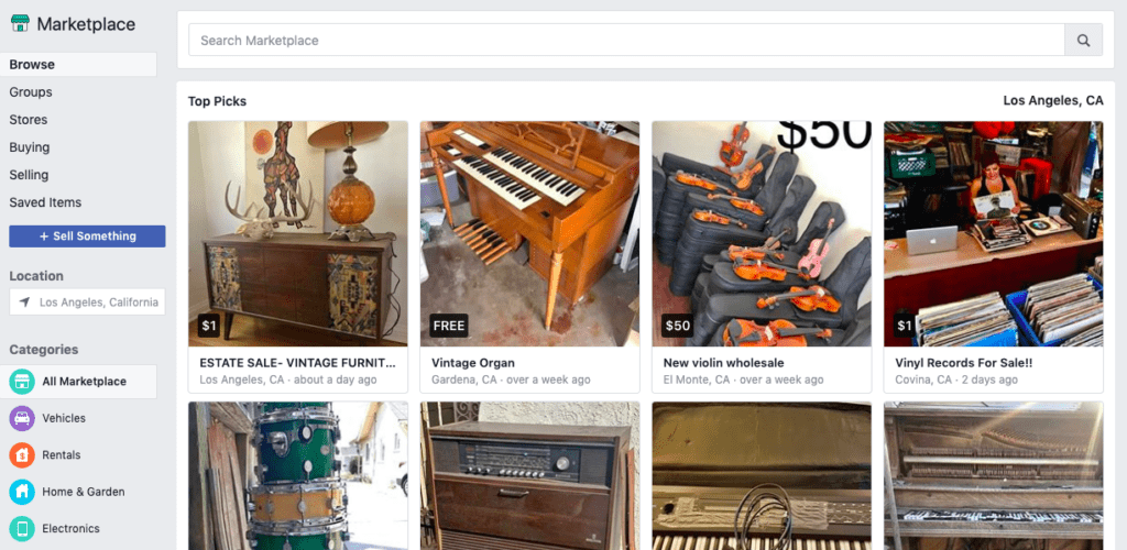Deliveries for items purchased on online marketplaces