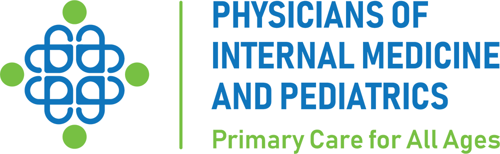 Logo for Physicians of Internal Medicine and Pediatrics: blue and green symbol with text,