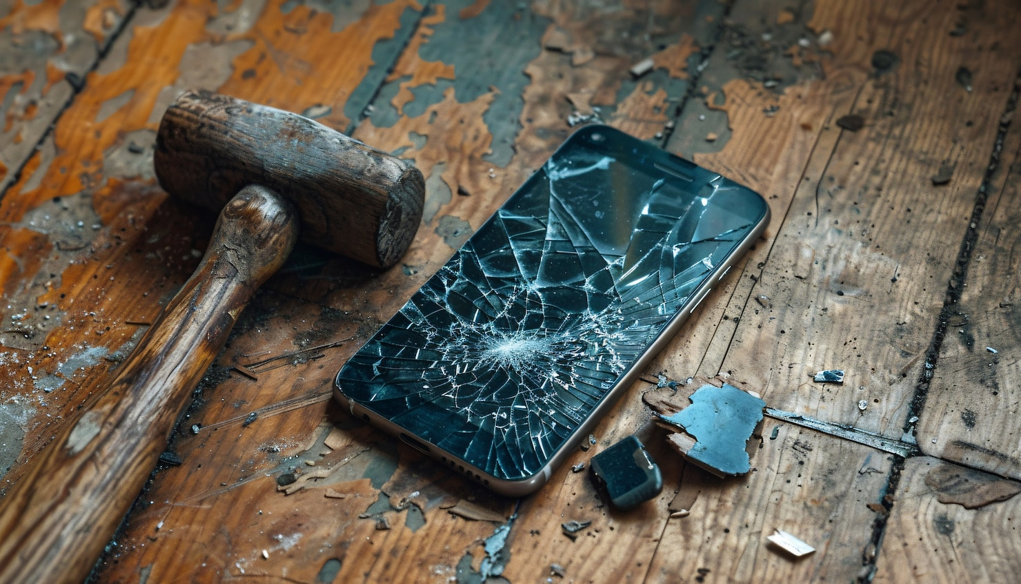 phone smashed with hammer