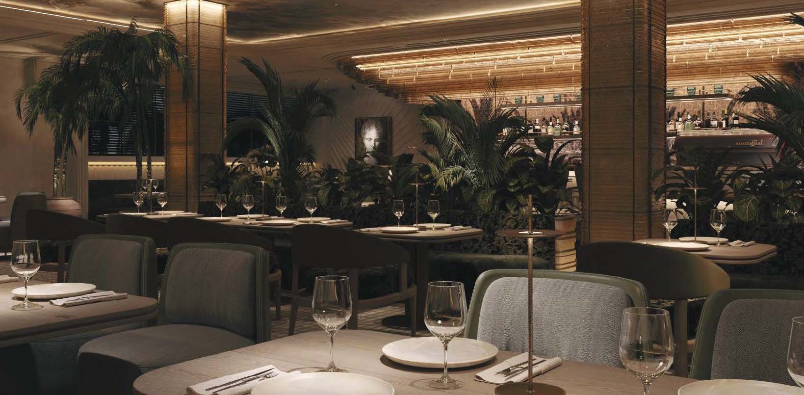 A private event restaurant with a lot of tables and chairs and glasses of wine on them in Sunset Harbour, Miami Beach.