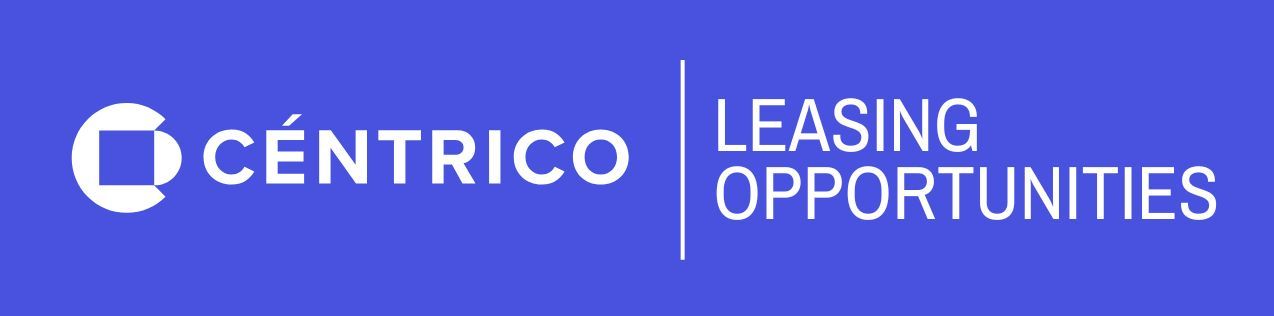 Logo for Céntrico, with a white square within a circle and the text
