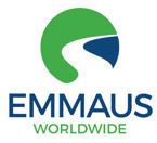 Emmaus Worldwide logo with green and blue abstract icon above blue and green text