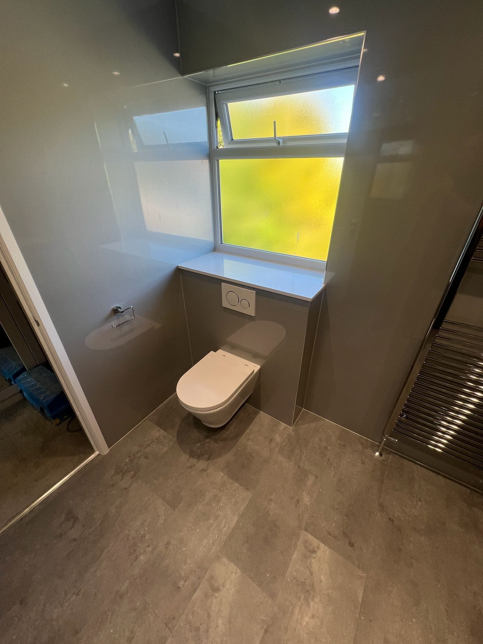 Modern sleek wall panelling installed in new bathroom in Tilehurst