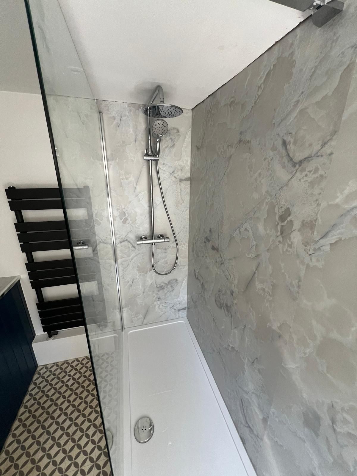 Shower with deluge head installed by local plumber in Reading