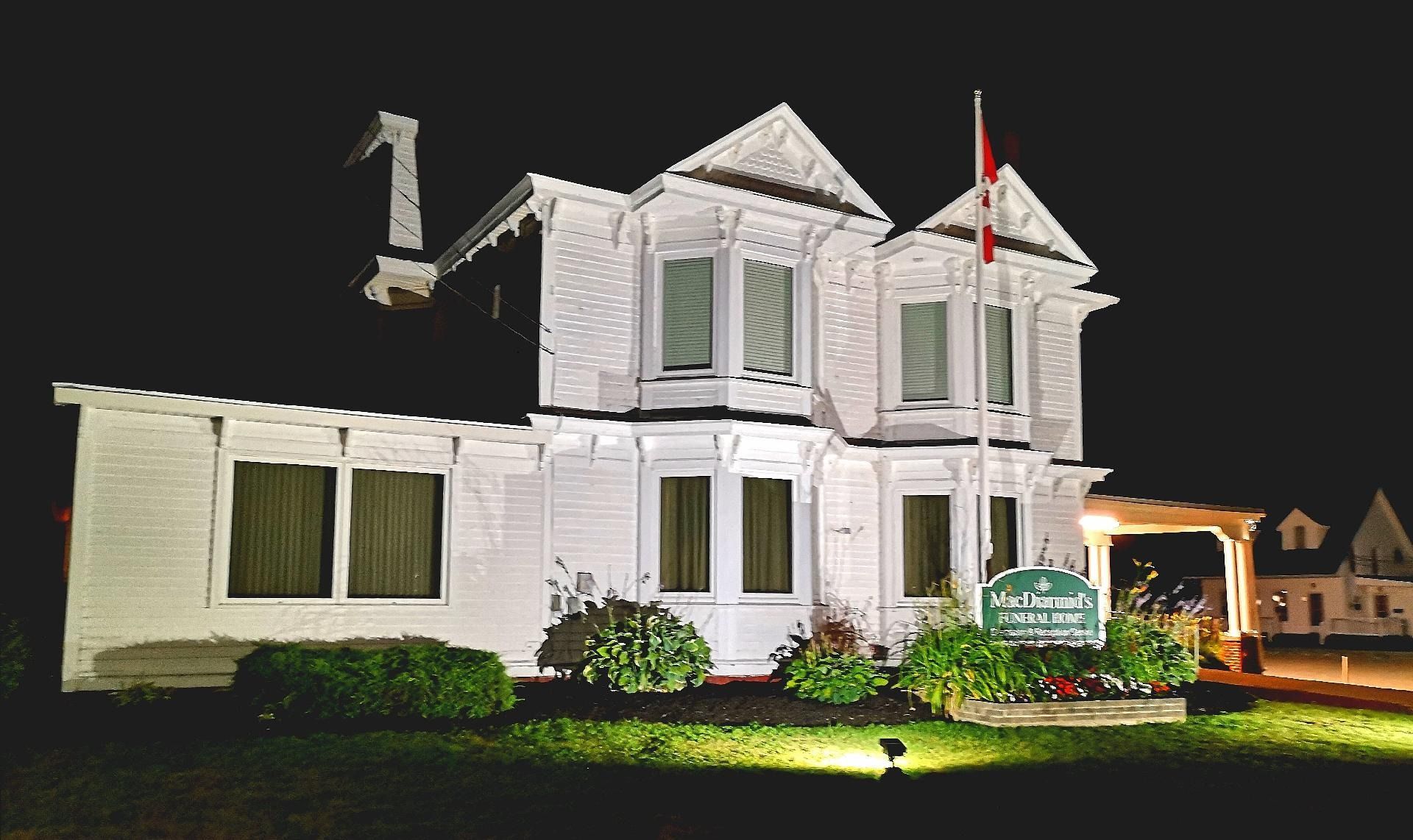 Exterior view of MacDiarmid's Funeral Home in Oxford, Nova Scotia