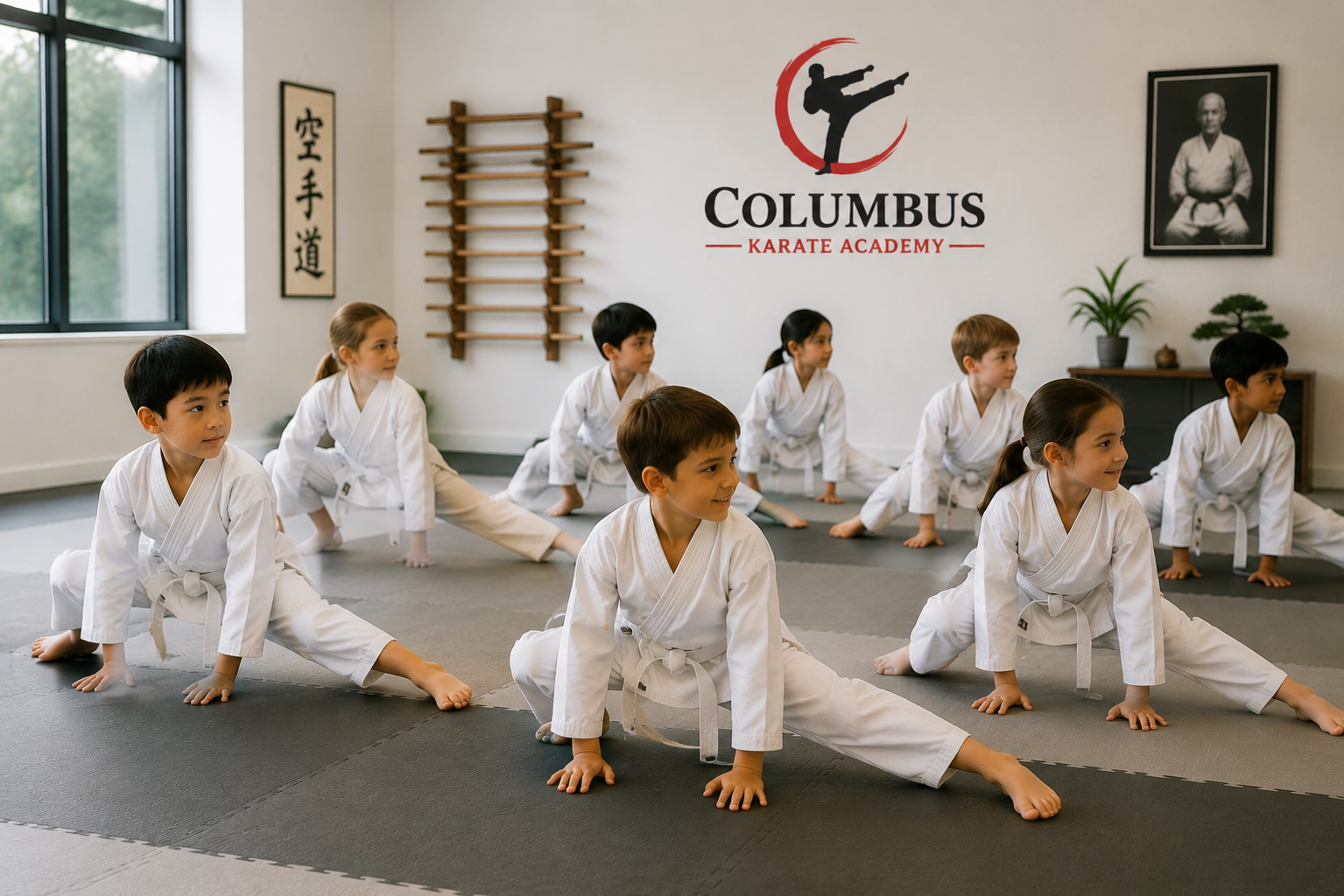 kids martial arts warm up stretching class