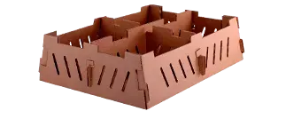 Caja dividida de cartón marrón.