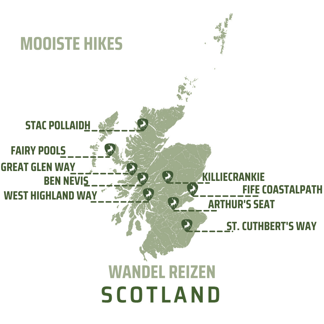 De mooiste hikes in Schotland Schotland kaart wandelen hiking