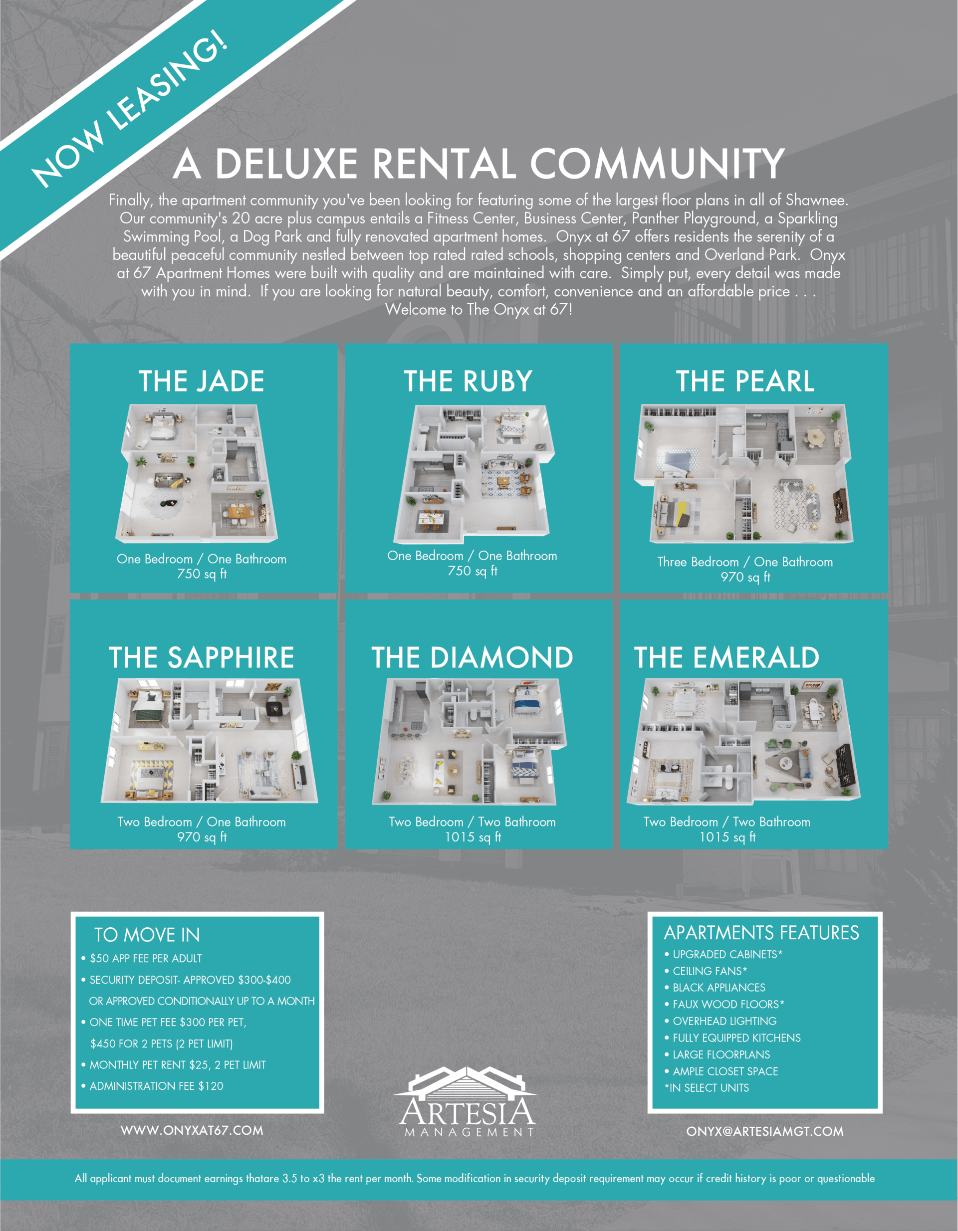Floor Plans The Onyx at 67 Apartments