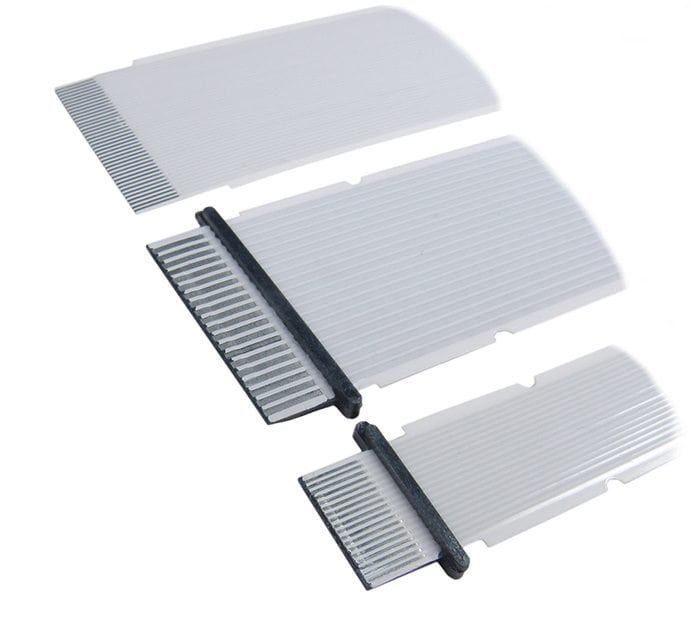 Flat ribbon cables with connectors in various sizes.