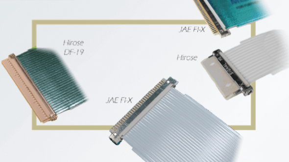 Ribbon cables with connectors labeled 