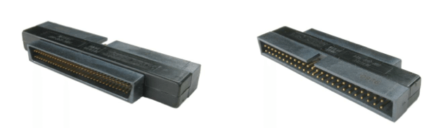Two dark gray SCSI connectors.