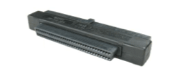 Black connector with multiple pins.