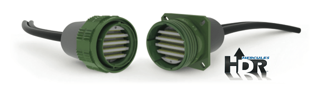 Two green and gray electrical connectors with multiple pins and wires.