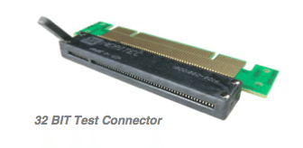 A 32 BIT Test Connector, black and green, used for testing computer components.