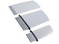 Three white flat ribbon cables with black connectors.