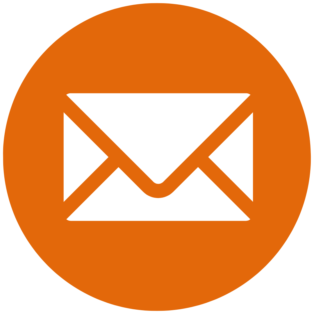 Orange circle with a white envelope icon indicating email or messaging notifications