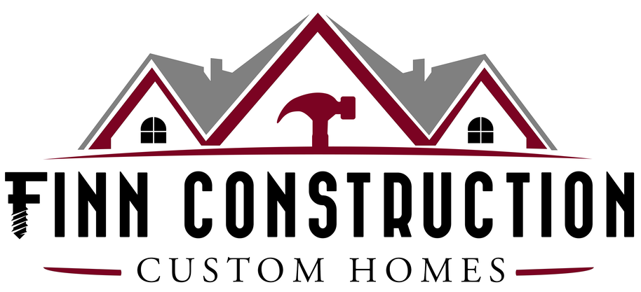Logo for Finn Construction, featuring a house design with a hammer and the text 