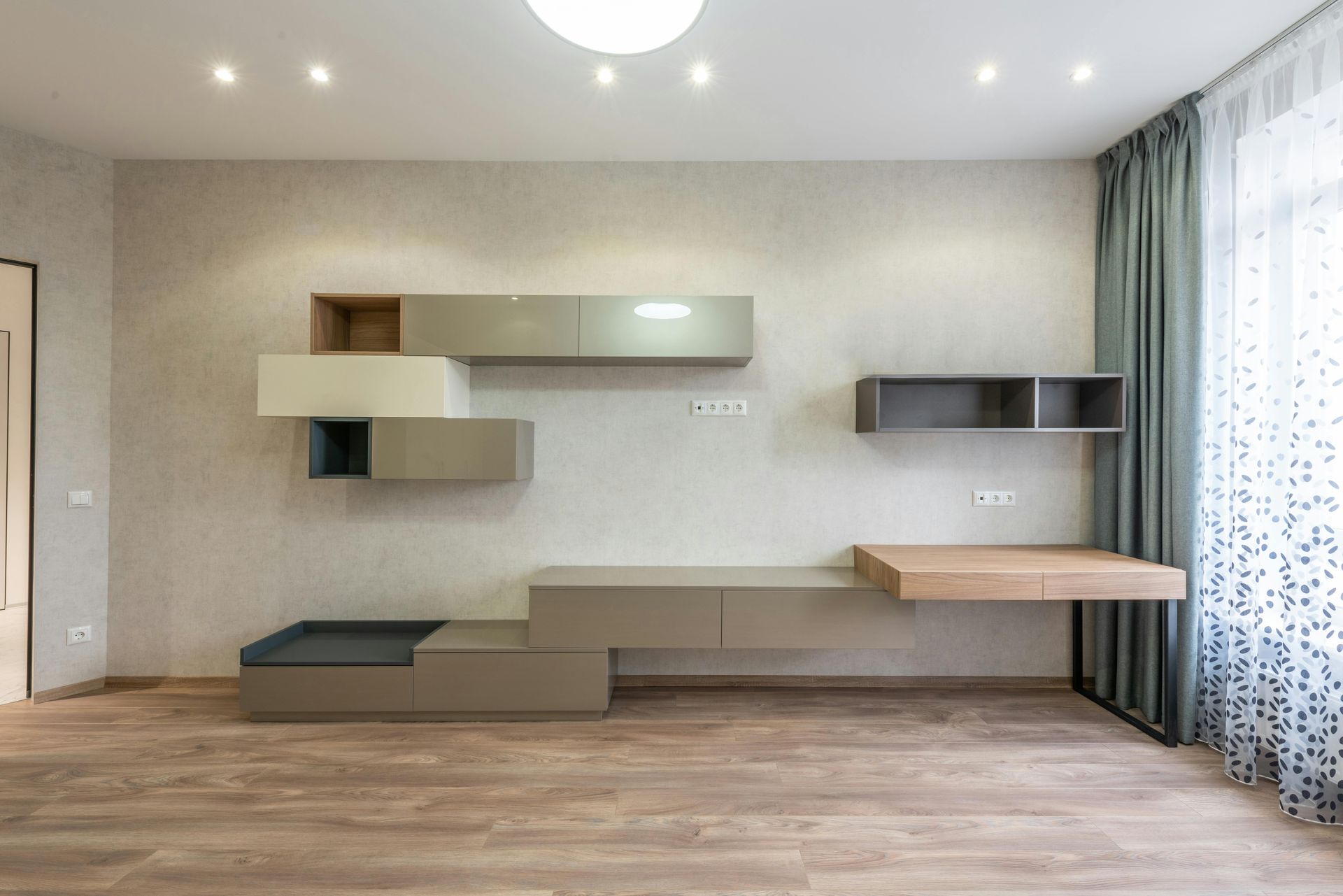 Example of floating floor installation in modern living room with contemporary design elements